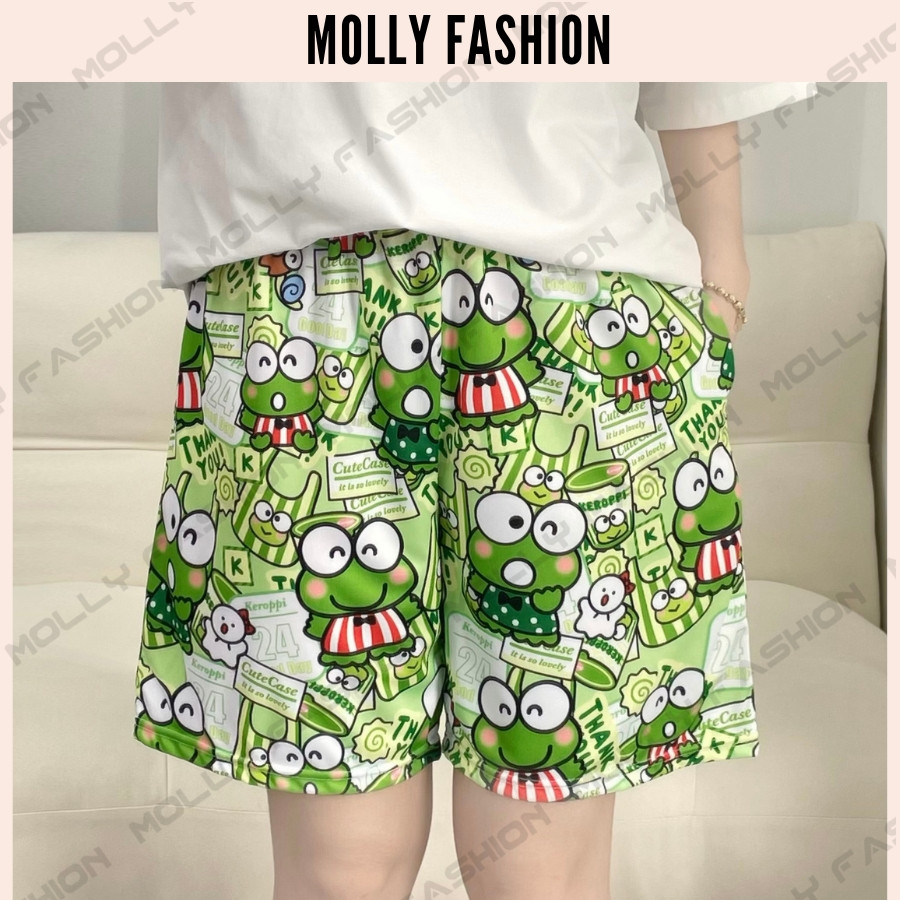 Quần short nam nữ Keroppi dáng rộng freesize, phù hợp cho đi dạo phố - Molly Fashion