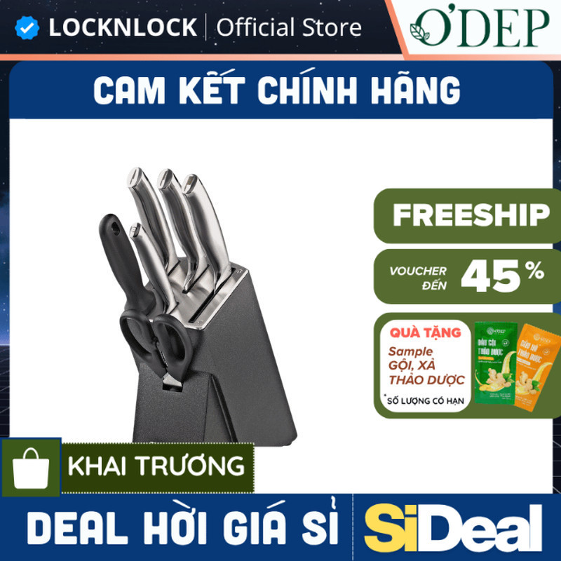 Bộ dao 7 món LocknLock bằng thép không gỉ cao cấp - Đen CKK301 - SIDEAL SIO