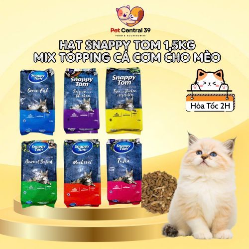 (Hỏa Tốc) Hạt Snappy Tom topping Cá cơm dành cho Mèo 1,5Kg - Pet Central 39