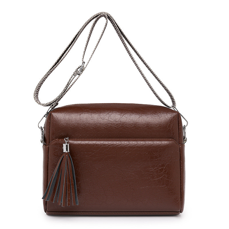 New Retro Style Tassel Accessories Double Zipper Bag Adjustable Shoulder Messenger Bag huOp