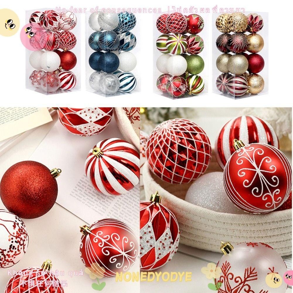 Nonedyed 16 Christmas Painted Balls, Shiny Christmas Pendant Christmas Tree Hanging Ornaments, 8cm C