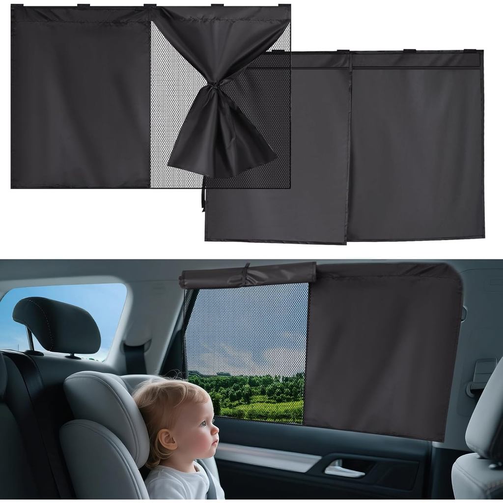 Tấm che cửa sổ ô tô từ tính cho bé - Rèm ô tô chống nắng hai lớp cho cửa sổ phía sau - Tấm che nắng cửa sổ bên 2 trong 1 với khối UV nâng cao và bảo vệ quyền riêng tư, vừa vặn
