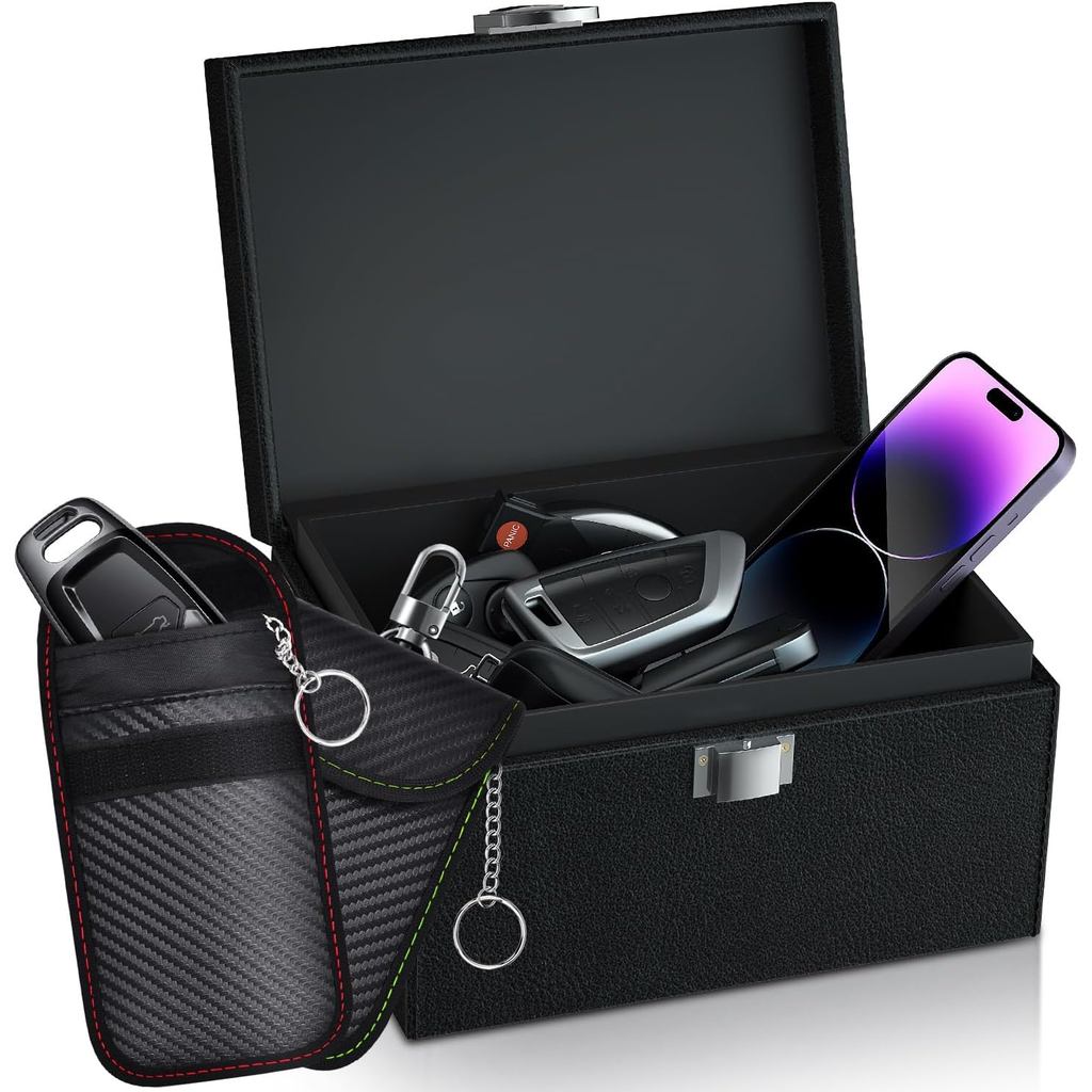 Hộp Faraday Key Fob Protector, Hộp Faraday với 2 gói Túi Faraday, Hộp RFID cho chìa khóa ô tô, Hộp c