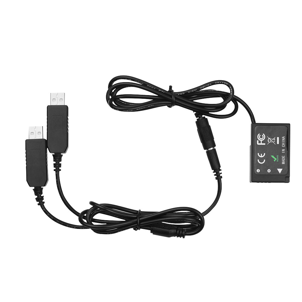 Andoer Dual USB Điện DC Khớp Nối Thay Thế DR-E17 Giả Bộ Pin Cho Canon 77D 200D 750D 760D 800D Máy Ản