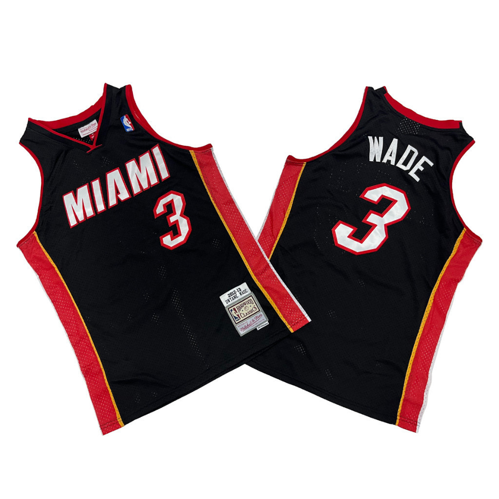 Áo bóng rổ nam Miami Heat màu đen, thiết kế thêu dành riêng cho fan Dwyane Wade