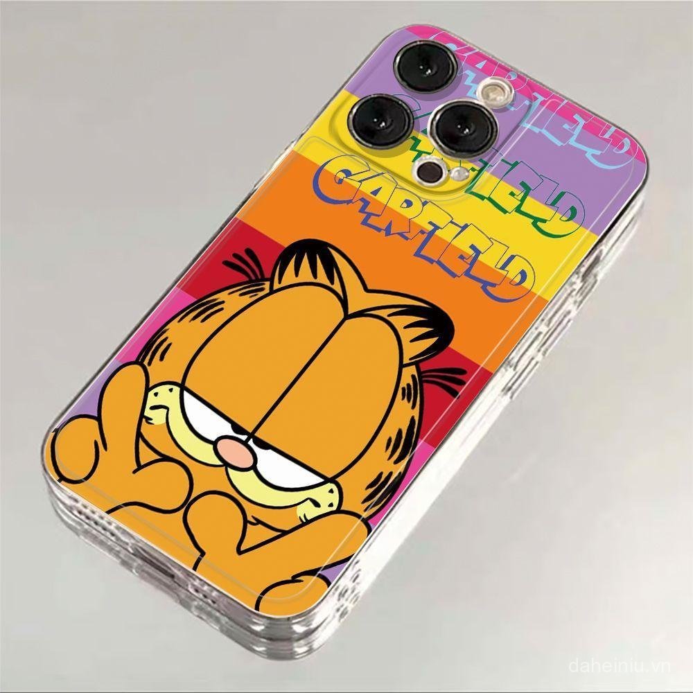 Ốp lưng iPhone, Thiết kế Garfield, Tương thích với iPhone X, XR, 11, 12, 13, 14, 15, 16 Plus, 11 Pro