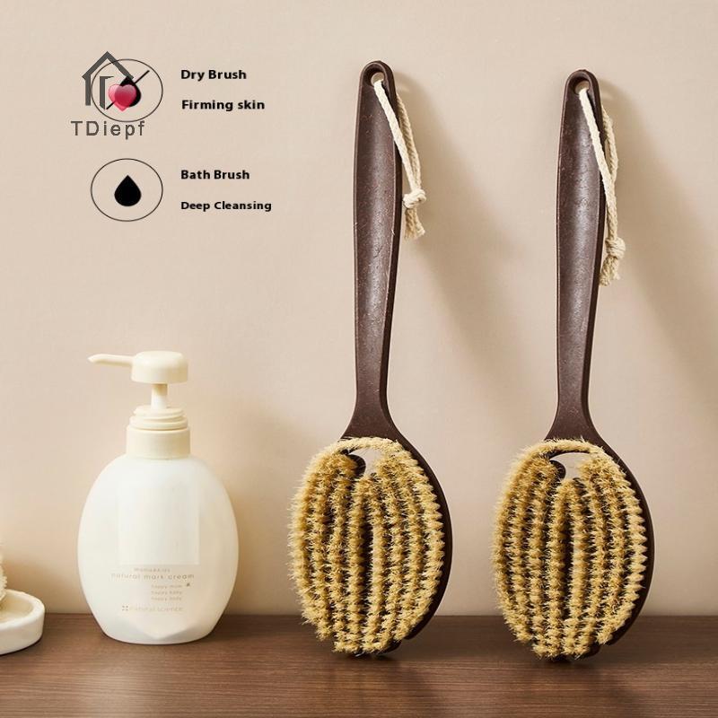 [TDiepf] Bàn Chải Tắm Tắm Bàn Chải Tắm Da Khô Cơ Thể Mềm Mại Lông Tự Nhiên Massage Dụng Cụ Chăm Sóc Lông Mềm Tự Nhiên Tay Cầm PE MỚI