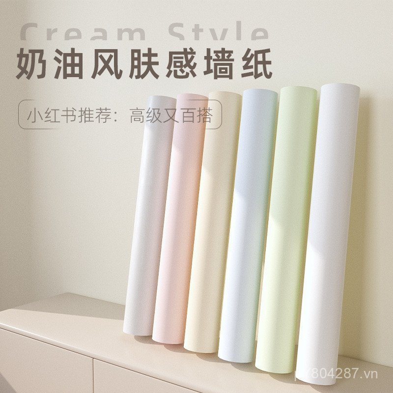 Dán Tường Dày Tự Dính Phòng Ngủ Hộ Gia Đình Nền Tường Giấy Dán Tường Nhôm Lá Phòng Kem Influencer Ph