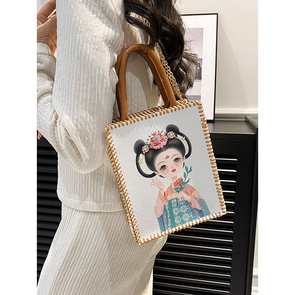 túi sách nữ đồ handmade Quà tặng tự làm chất liệu tự làm thủ công in hoa mẫu mới túi xách tay phong 