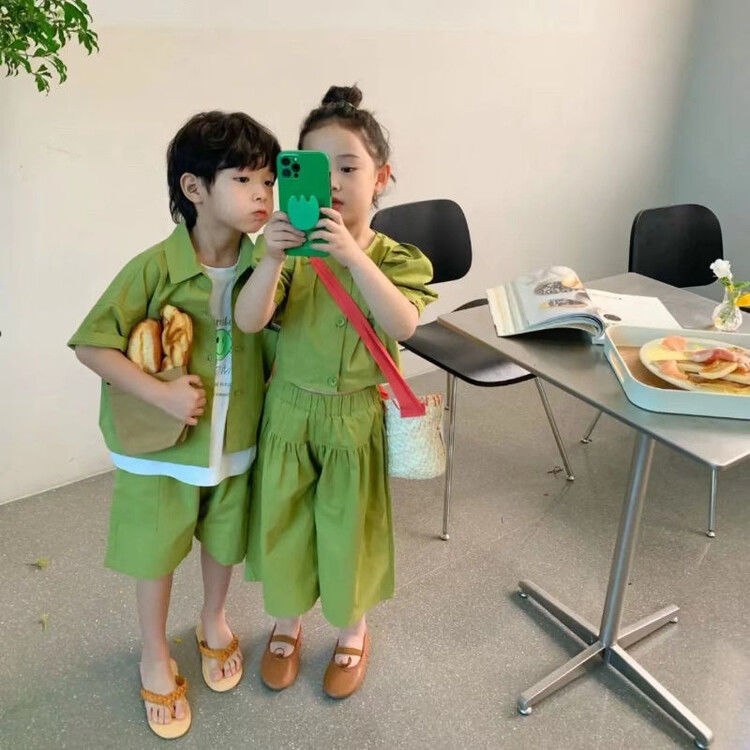 Trẻ Em Mùa Hè Influencer Fried Street Dragon Phoenix Tyre Brothers Brothers Brothers Quần Áo Bé Trai