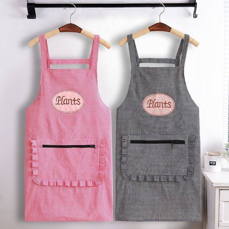 Apron Kitchen Household Cotton Embroidery for Housework Oil-Proof Stain-Resistant Breathable JvXh
