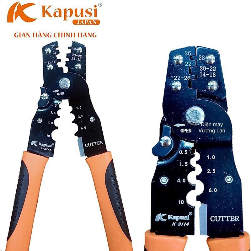 Kìm, Kềm bấm cos + Cắt dây điện đa năng Kapusi Japan, chuyên dụng bấm cos ghim, cos tròn, cắt dây