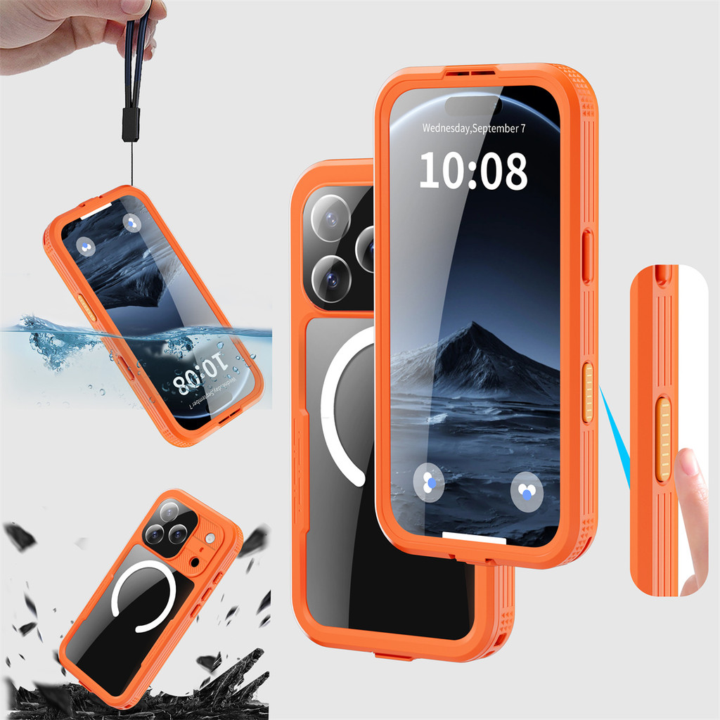 Vỏ điện thoại chống nước hoàn toàn Shellbox IP68 cho 17 Pro Max Air 17 Vỏ lặn dưới nước sạc không dâ
