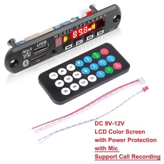 Bảng Giải Mã MP3 Bluetooth 5.0 DC 9V 12V Màn Hình Màu Ghi Âm Cuộc Gọi Rảnh Tay USB TF Đài FM Bộ Thu Âm Thanh Nổi Không