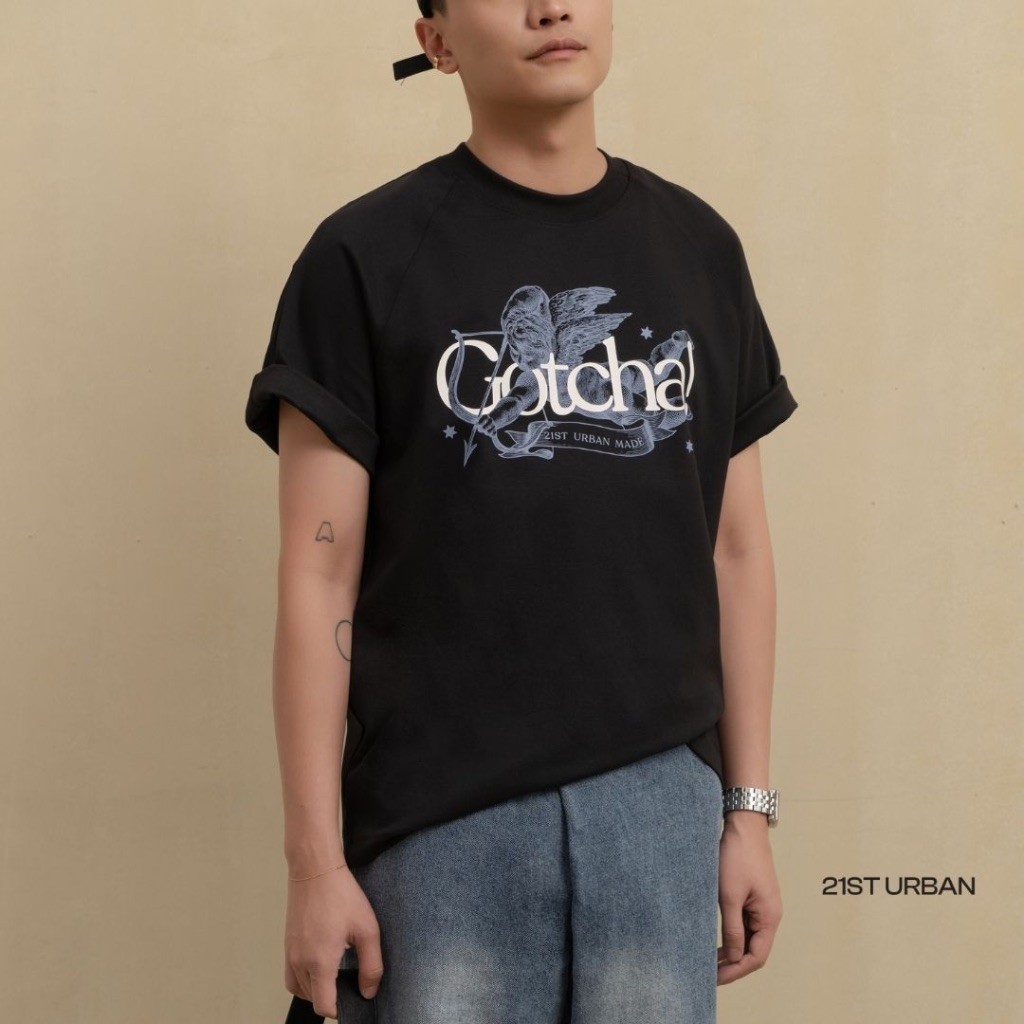 Áo phông in lụa unisex relax 3 màu 21ST URBAN Gotcha
