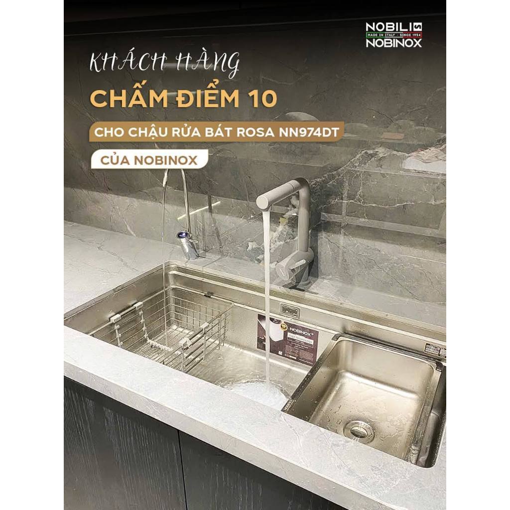 CHẬU RỬA BÁT 1 HỐ NOBINOX ROSA NN974DT