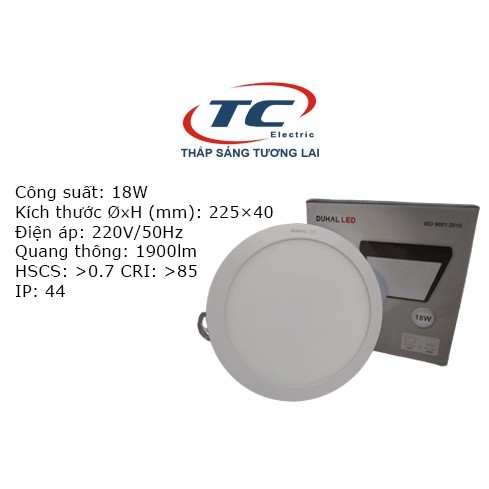 Đèn LED panel tròn gắn nổi 18W Duhal KDGC518