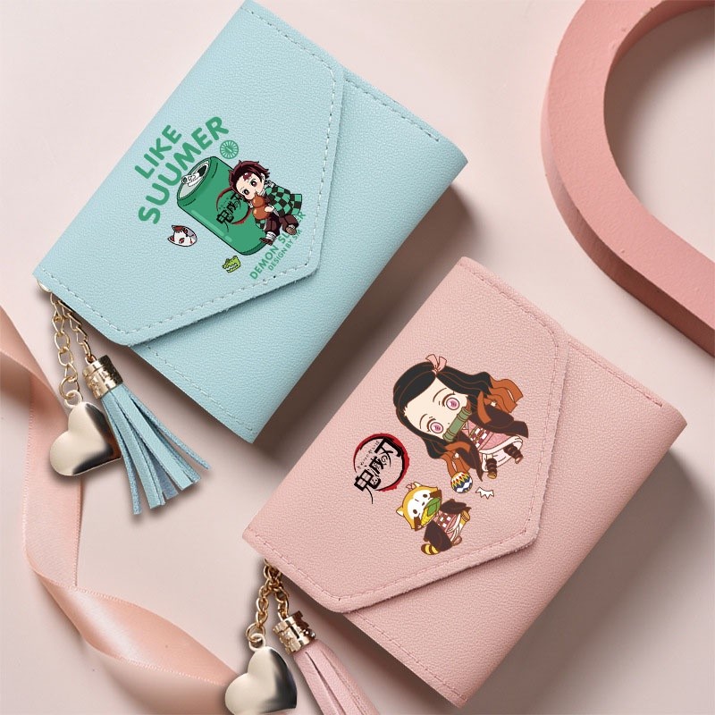 OC8 Anime Ví Học Sinh Ví Demon Slayer Ví Nữ Ví Ngắn Tua Rua Ví Đựng Tiền Xu Đựng Thẻ