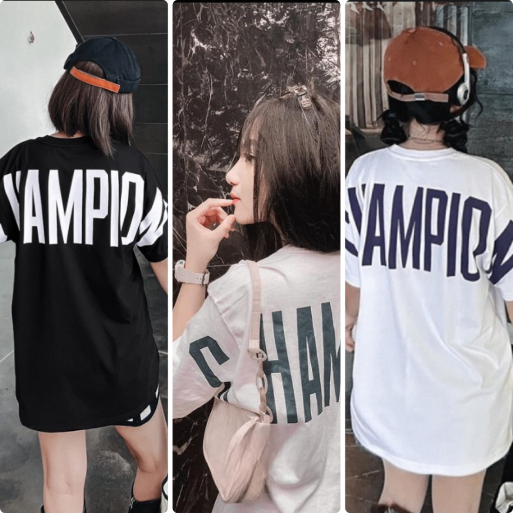 Áo thun CHAMPION Full Lưng Nam Nữ Form Rộng MC House Chất Vải Cotton Co Giãn Thoáng Mát