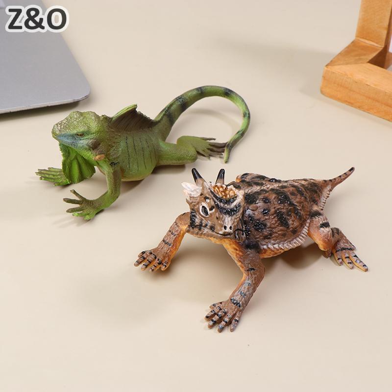 ZO Sừng Thằn Lằn Xanh Iguana Hình Để Bàn Đồ Trang Trí Nhân Vật Hành Động Động Vật Hoang Dã Đồ Chơi G