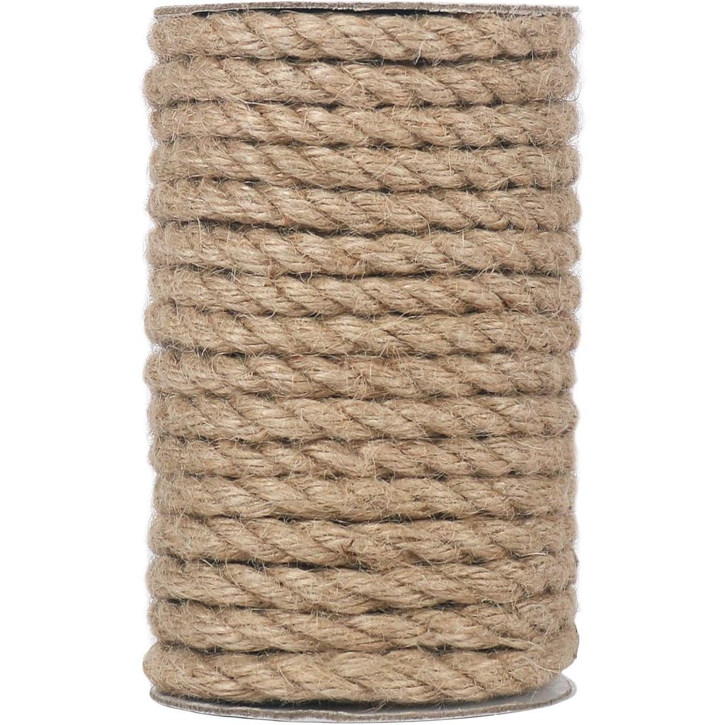 Dây đay linh hoạt, Dây buộc hạng nặng tự nhiên 50 Feet 8mm dành cho đồ thủ công, Bài cào cho mèo, Gó