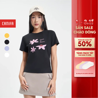  Áo phông nữ CANIFA áo thun cộc tay cổ tròn hình in chất liệu cotton 6TS24S008 