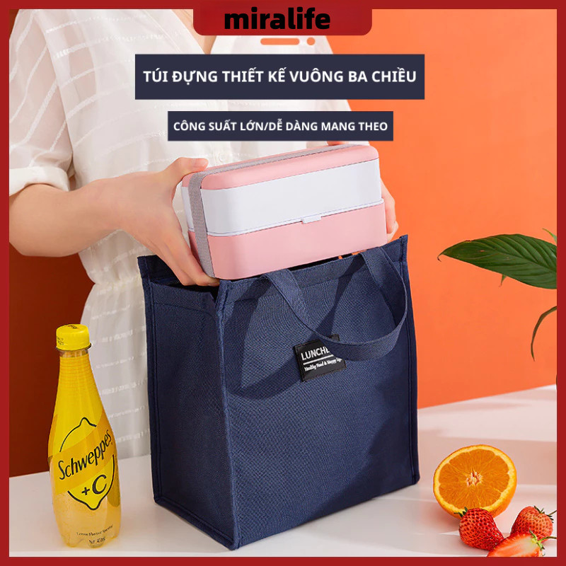 Túi đựng hộp cơm giữ nhiệt LunchBag, chất liệu vải Oxford cao cấp, thiết kế vuông 3 chiều, dễ dàng mang theo