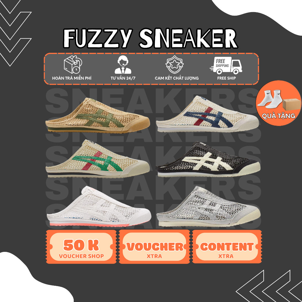 Onitsuka Tiger Mexico 66 Sabot Giày Gót Mở, Nhẹ, Thoáng Khí Unisex Vintage Fuzzy Sneaker. OW3R