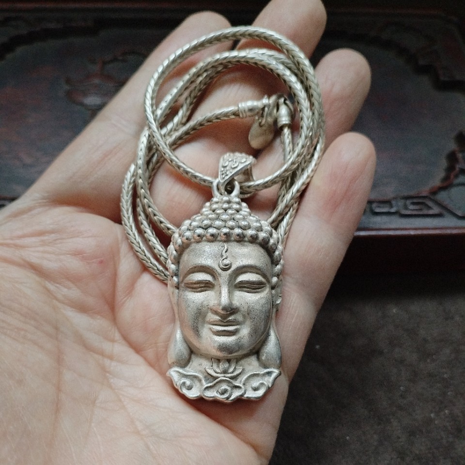 Bộ Sưu Tập Cổ Ngược Bột Cũ Bạc Phật Đầu Vòng Cổ Áo Len Dây Chuyền Seiko Bạc Cổ Phật Đầu Vòng Cổ 11.5