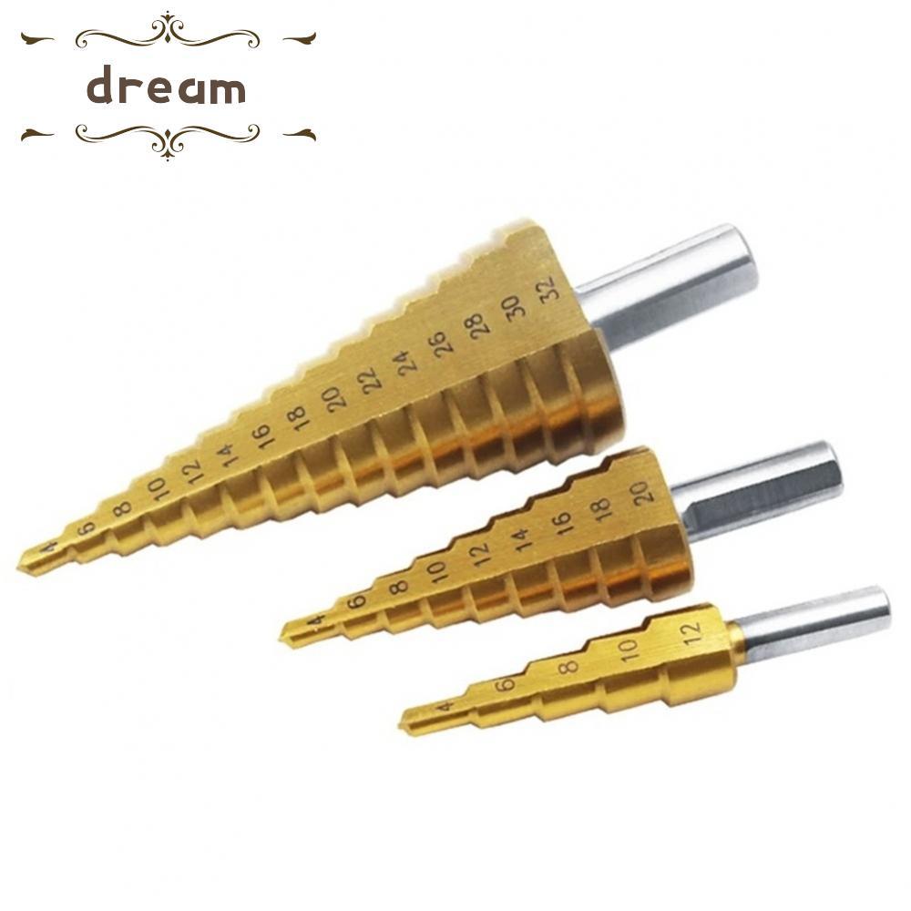 [dreamlife]Steel Step Cone Drill Bit Hole Cutter Coated Metal Drill Set 4122032mm Sizes
