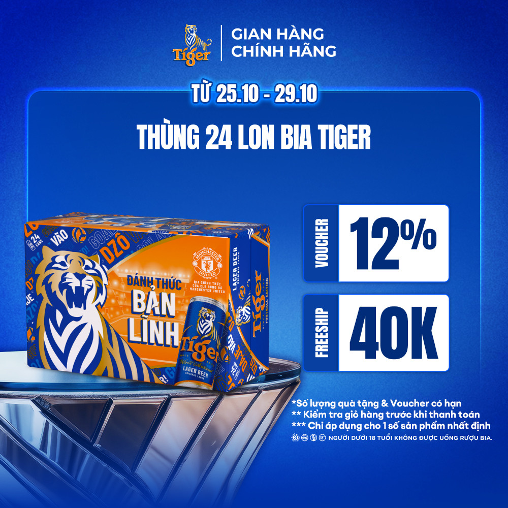 Thùng 24 lon bia Tiger 330ml/lon