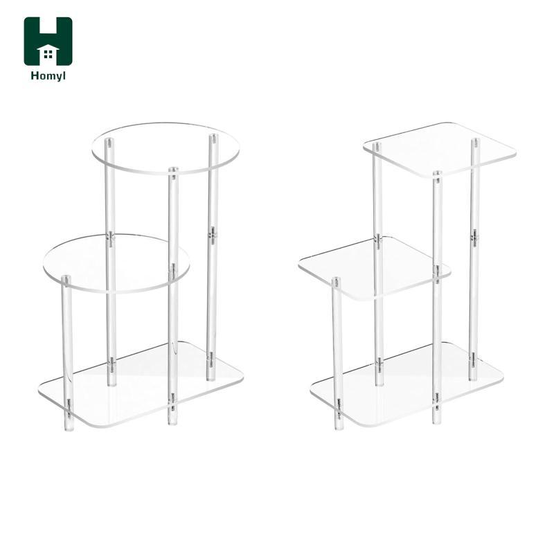 Homyl Clear Acrylic Side Table 3 Stand Nightstand cho Ban công Phòng ngủ Phòng khách