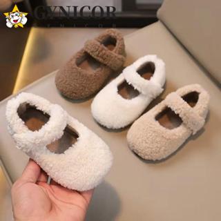  Giày đế bằng trẻ em GYNICOR Giày lông cừu sang trọng chống trượt Giày mùa đông ấm áp nhẹ Hàn Quốc cho bé trai bé gái 