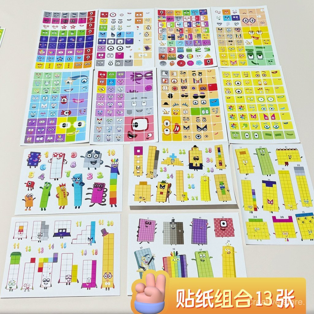 Digital Stitching numberblocks cm 2 Vuông Tự Dính Khối Xây Dựng Tương Thích Miếng Dán Emoticon-COD