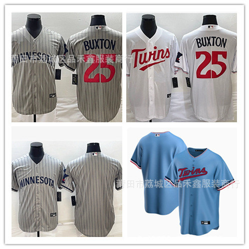Áo đấu Minnesota Twins cặp song sinh, thêu số 25 Buxton sẵn hàng