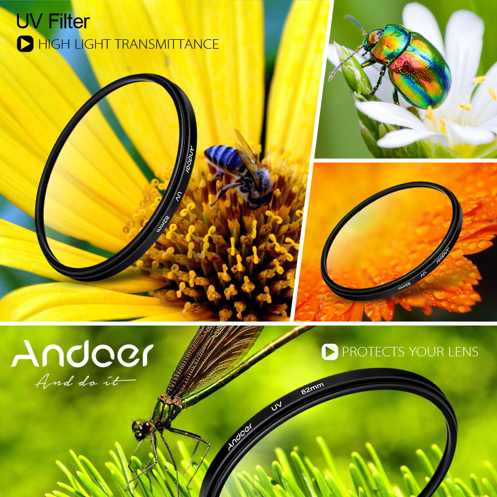 Andoer 49mm UV Ultra-Violet Filter Lens Protector cho máy ảnh DSLR Canon Nikon
