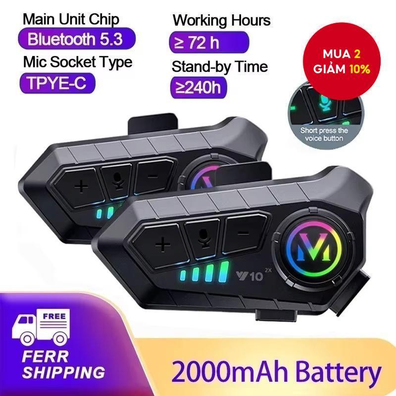 Y10 Mũ bảo hiểm xe máy Intercom Tai nghe Bluetooth Tai nghe không dây chống nước rảnh tay Loa Interp