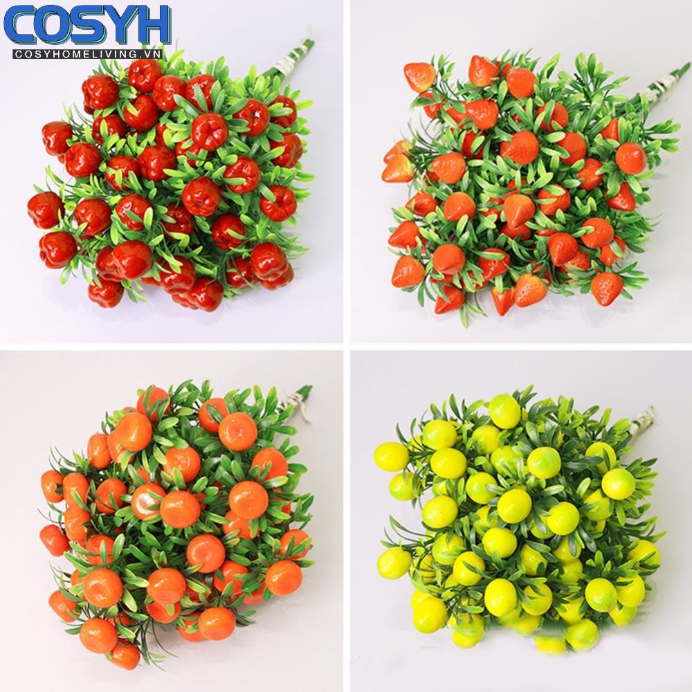<cosyh>7-forked Fruit Home Decoration Ornaments Plastic Grass Simulated Orange