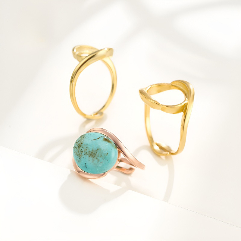 S925 Sterling Silver Ring Setting DIY Women Inlay Amber Turquoise Ring Setting