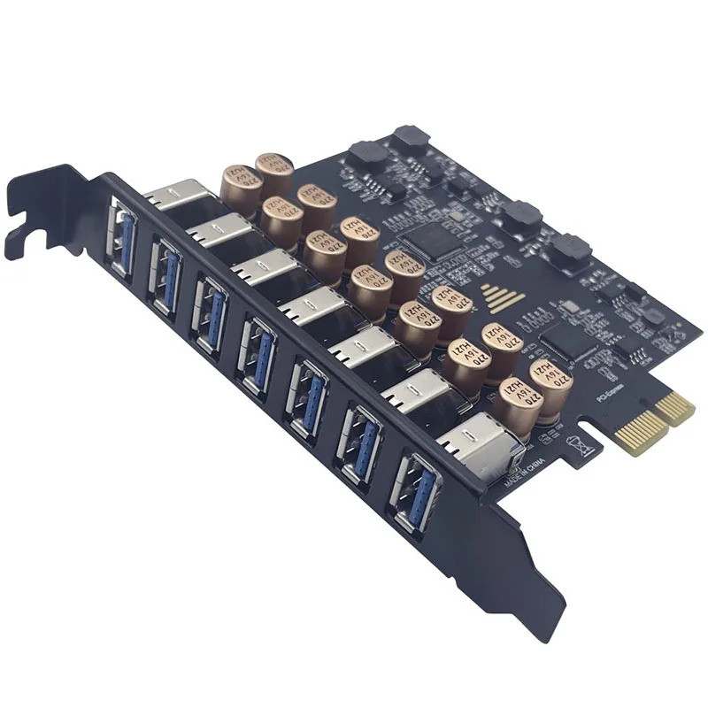 Thẻ mở rộng USB 7 cổng PCIE 7 cổng USB 3.2 GEN1 5Gbps Truyền tốc độ cao Nguồn ổn định USB 3.2 GEN1 T