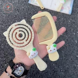 AACAR Sanrio Hello Kitty Hoạt Hình Lược Di Động Du Lịch Trích Xuất Gương Lược Rỗng Massage Lược Lông Tơ Học Sinh Tay Cầm *
