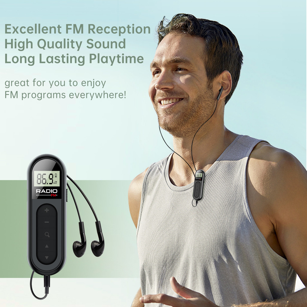 New Mini Radio FM Rechargeable with Back Clip Pocket Portable Sports Running Conference FM Mini