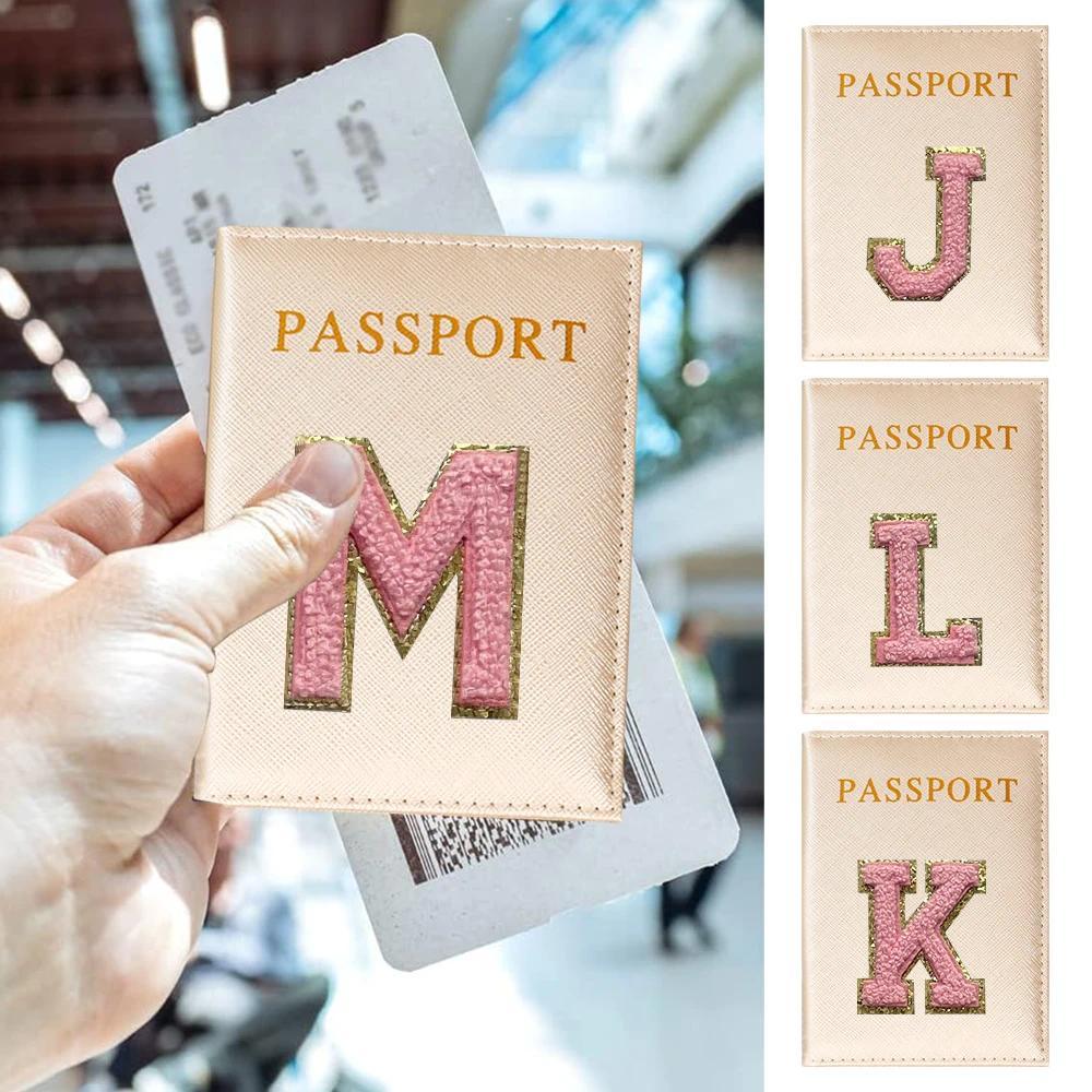 Passport Cover Women ID Bank Card Address Holder Bundle Pink Letter Series Travel Accessories PU Lea