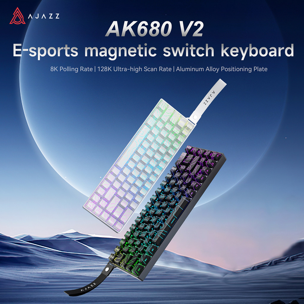 Ajazz Ak680 V2 Công tắc từ tính Bàn phím cơ có dây Esports 128K Tốc độ quét Chơi game Thiết bị ngoại