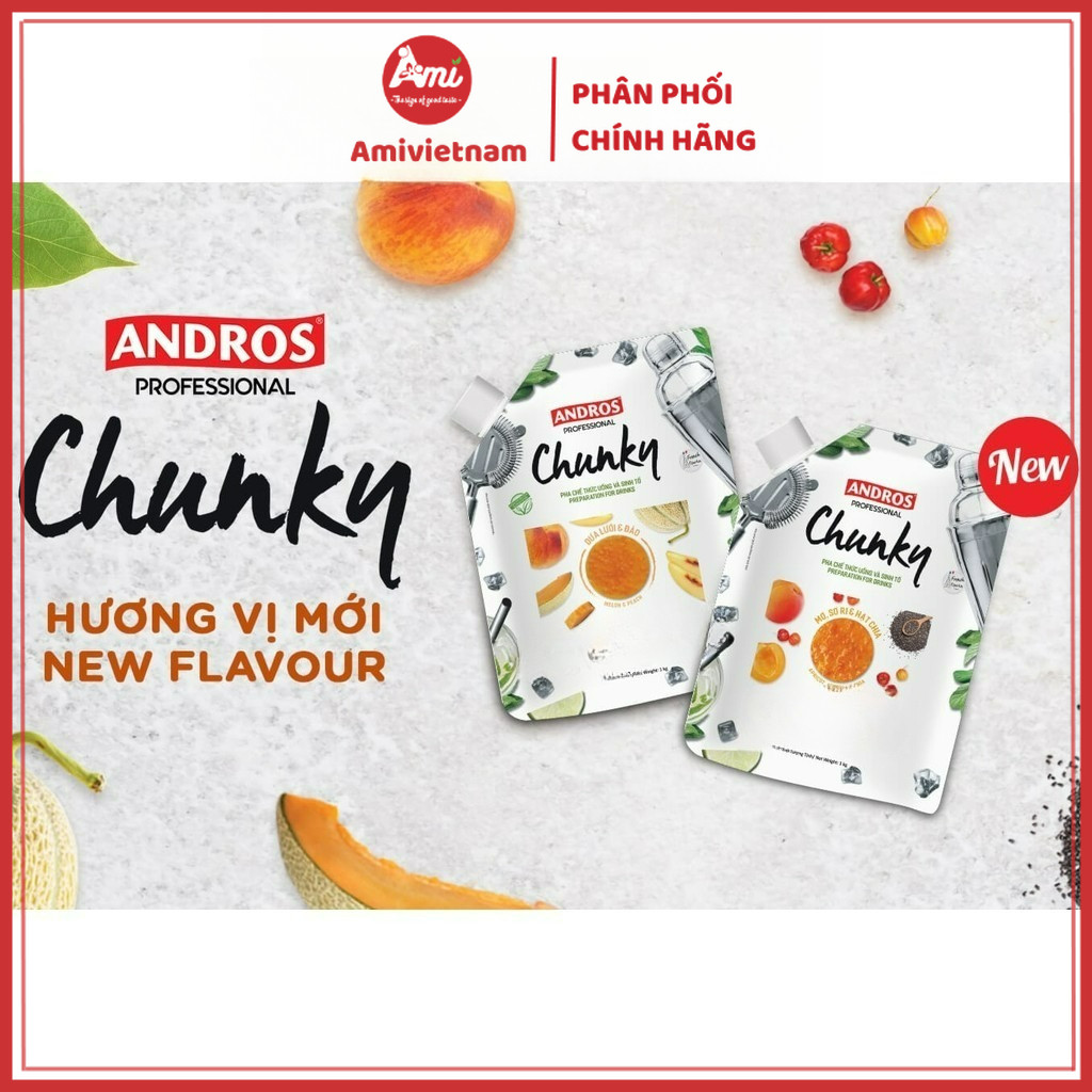 Mứt Trái Cây Chunky Andros Túi 1kg Nguyên Liệu Hoàn Hảo Cho Pha Chế