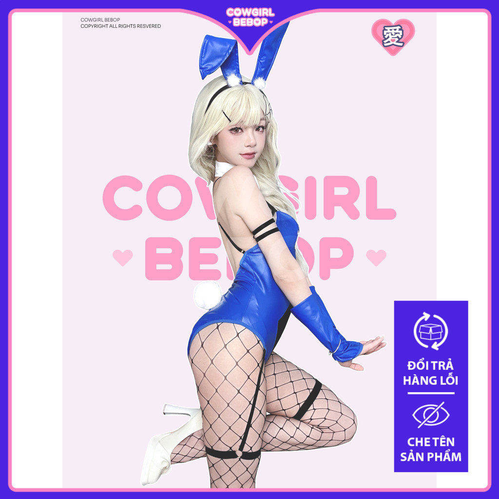 Set cosplay thỏ Bunny sexy mlem – Bộ đồ lót Bodysuit da bóng bó sát và tai thỏ gợi cảm – CowGirl BEB