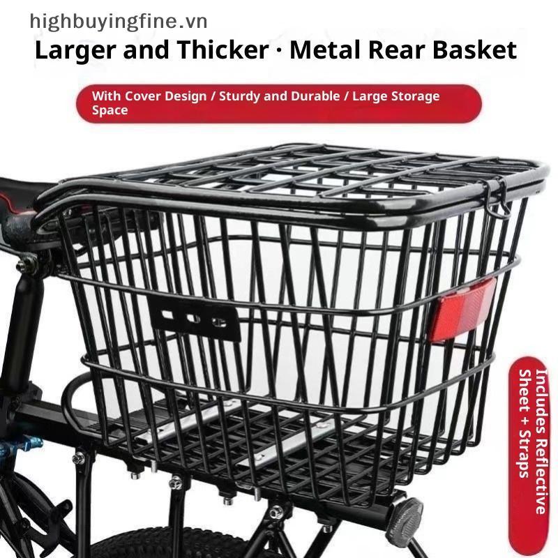 HFVN Xe Đạp Phía Sau Giỏ Có Đèn Phía Sau Ghế Sau Giỏ Chứa Đồ Kim Loại Lớn Phía Sau Chu Kỳ Giá Khung Chu Kỳ Kệ Phía Sau Để Đi Xe Đạp HOT