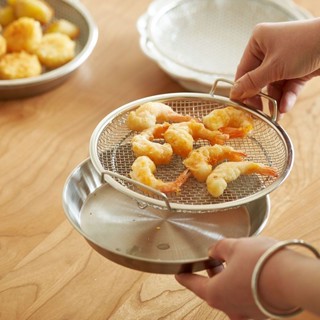  Khay Inox 304 Kèm Vỉ Lưới Lọc Dầu Bền Bỉ Dùng Chiên Và Hấp Size 20cm 