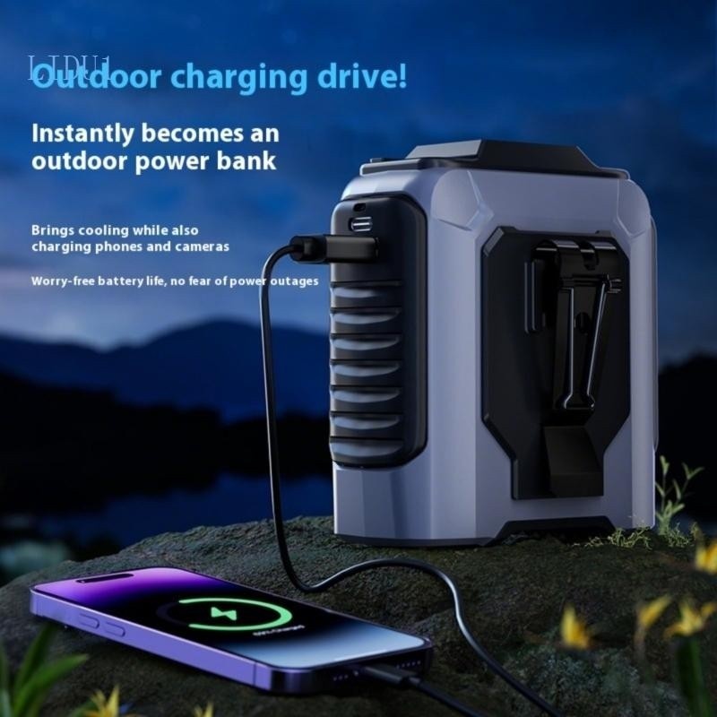LIDU1 Wearable Outdoor Cooling Fan Power Bank Function LED Light Wrist Clip Fan