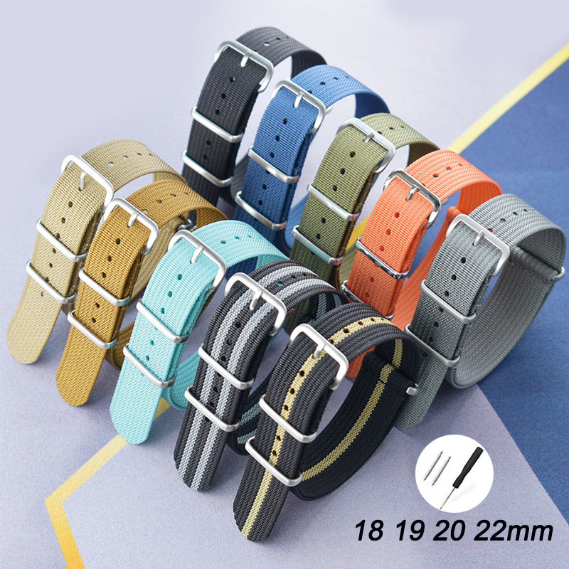 Dây đeo đồng hồ NATO bện Nylon 18mm 19mm 20mm 22mm Vải dệt ZULU Dây đeo đồng hồ phong cách quân sự V